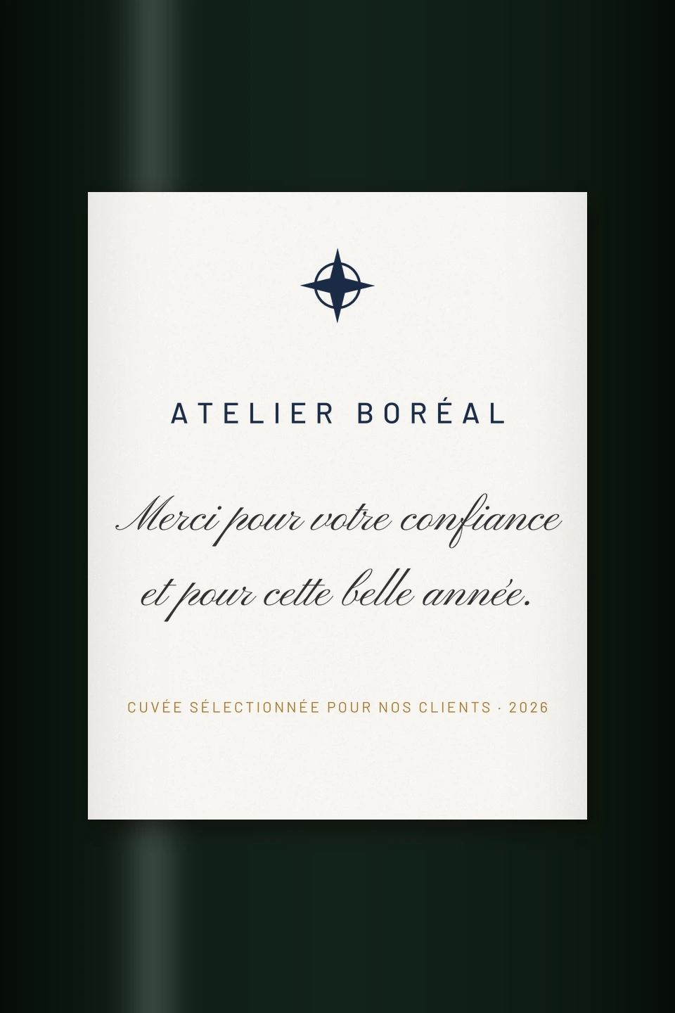 Contre-étiquette avec un message de remerciement aux clients.